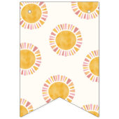 ピンクBoho Sun 1st Birthdayフォトバナー バンティングフラッグ (第1の旗)