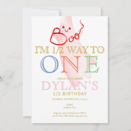 ピンクBOO私は1つの6ヶ月の女の子の誕生日の半分に 招待状