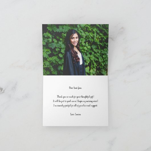 ピンクBSN卒業感謝していの写真とメッセージ サンキューカード (内部)