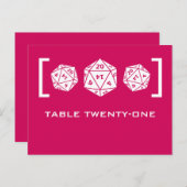 ピンクD20サイコロゲーマーテーブル番号はがき ポストカード (正面/裏面)