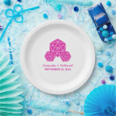 ピンクD20サイコロ結婚の紙プレート ペーパープレート (パーティー)