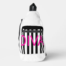 ピンクDivaブラック/ホワイト スリングバッグ