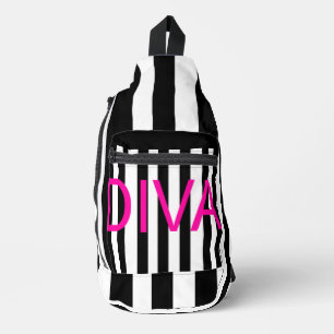 ピンクDiva白黒 スリングバッグ