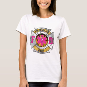 ピンクEMT消防士 Tシャツ
