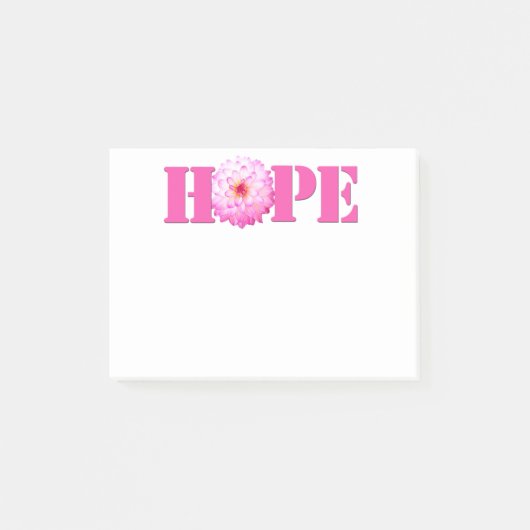 ピンクHOPEダリア写真文房具4x3注 ポストイット (正面)