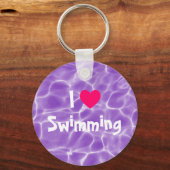 ピンクIスイミングパープルスイミングプール大好き キーホルダー (正面)