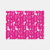 ピンクIハートダッシュンドドッグブランケット フリースブランケット (正面(横))