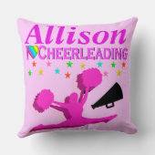 ピンクI愛チアリーティングパーソナライズされた枕 クッション (裏面)