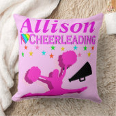 ピンクI愛チアリーティングパーソナライズされた枕 クッション (ブランケット)