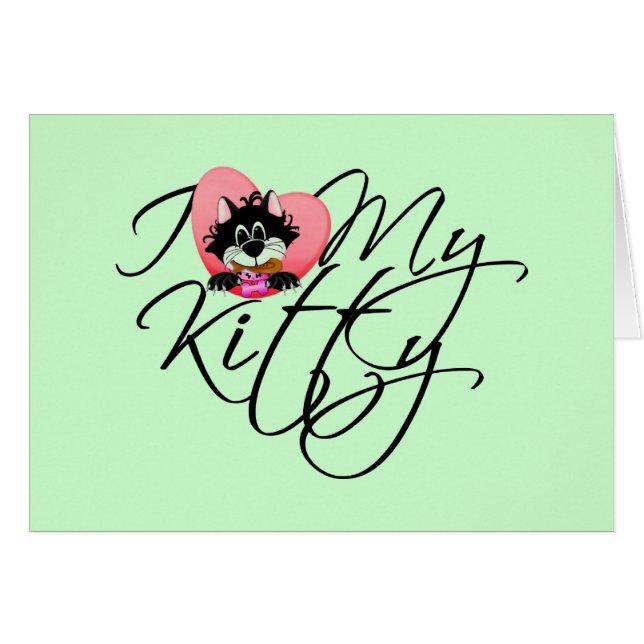 ピンクI愛私の子猫のTシャツおよびギフト (正面横)