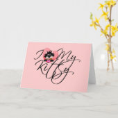 ピンクI愛私の子猫のTシャツおよびギフト カード (黄色い花)