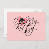 ピンクI愛私の子猫のTシャツおよびギフト ポストカード (正面/裏面)