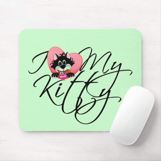 ピンクI愛私の子猫のTシャツおよびギフト マウスパッド (マウス)
