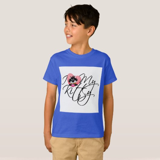 ピンクI愛私の子猫のTシャツおよびギフト Tシャツ (正面フル)