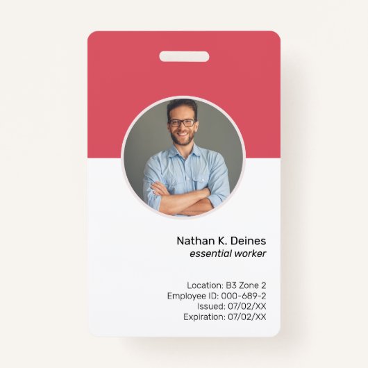 ピンクID |社員の写真ID会社のセキュリティ バッジ (正面)