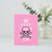 ピンクKeep Calm and Carry Onスカルユーモア葉書 ポストカード (スタンド正面)