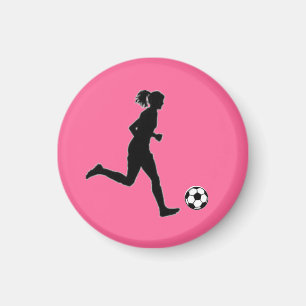 ピンクLサッカーの女の子のラベルプレーヤー(メス) - マグネット