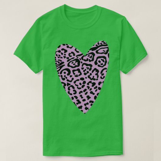 ピンクLeopardプリントハート Tシャツ (デザイン正面)