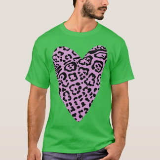 ピンクLeopardプリントハート Tシャツ