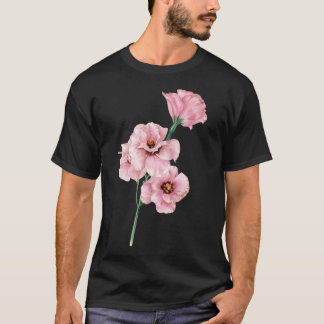 ピンクLisianthus_Waterカラー Tシャツ