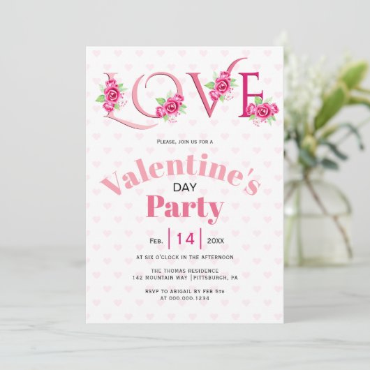 ピンクLOVEとバラバレンタインデーパーティー 招待状 (スタンド正面)