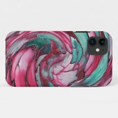 ピンクNティール(緑がかった色)抽象芸術iPhone 5ケース Case-Mate iPhoneケース (裏面(横))