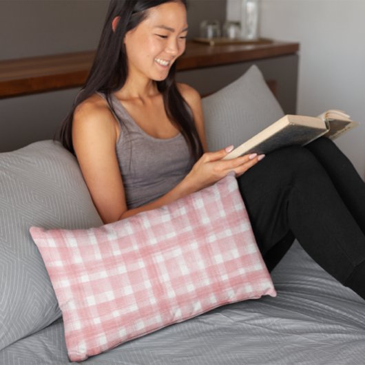 ピンクnホワイトウォーター色ジンガム市松模様にパターン 枕カバー