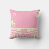 ピンクnホワイトハートnレースピロー クッション (裏面)