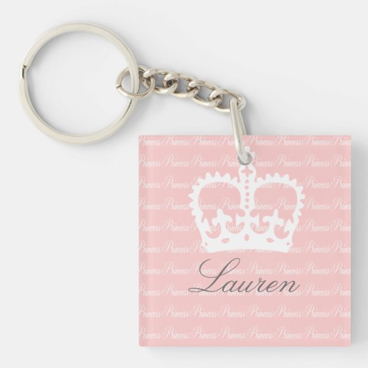 ピンクn白のプリンセス キーホルダー (正面)