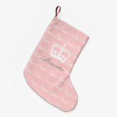 ピンクn白のプリンセス スモールクリスマスストッキング (正面 (吊り時))