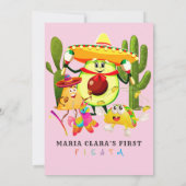 ピンクNo Time For Siesta First Fiesta 1st Birthday 招待状 (裏面)