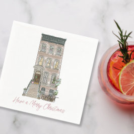 ピンクNYCクリスマスパーティーデコール スタンダードカクテルナプキン