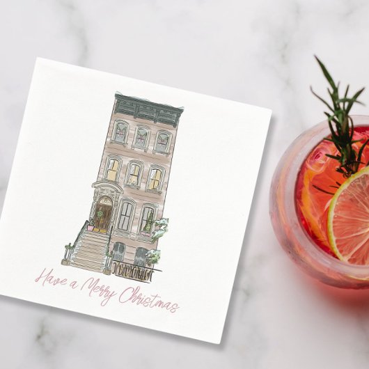 ピンクNYCクリスマスパーティーデコール スタンダードカクテルナプキン