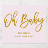 ピンクOhベビーガール赤ちゃんシャワーきらめくワインラベル スパークリングワインラベル (シングルラベル)
