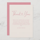 ピンクOhベビーハート書道シンプル赤ちゃんシャワー サンキューカード (正面/裏面)