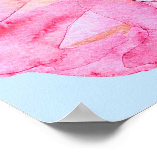 ピンクpのシームレスな手描き水彩模様 ポスター (角)