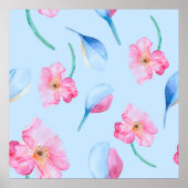 ピンクpのシームレスな手描き水彩模様 ポスター (正面)