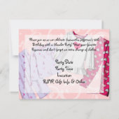 ピンクPJパーソナライズされた誕生日スリープバー招待状 招待状 (裏面)