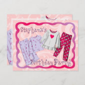 ピンクPJパーソナライズされた誕生日スリープバー招待状 招待状 (正面/裏面)
