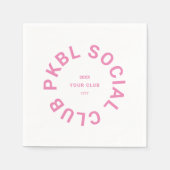 ピンクPKBLソーシャルクラブクレストピックボール スタンダードカクテルナプキン (正面)