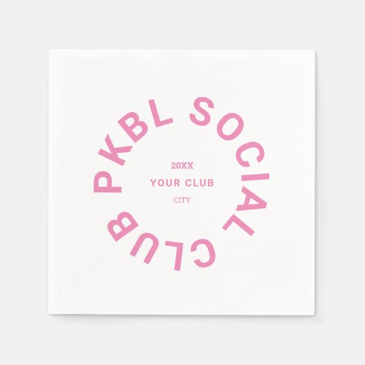 ピンクPKBLソーシャルクラブクレストピックボール スタンダードカクテルナプキン (正面)