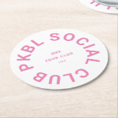 ピンクPKBLソーシャルクラブクレストピックボール ラウンドペーパーコースター (アングル)