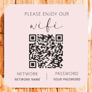 ピンクQRコードお願い楽しむWifi スクエアシール