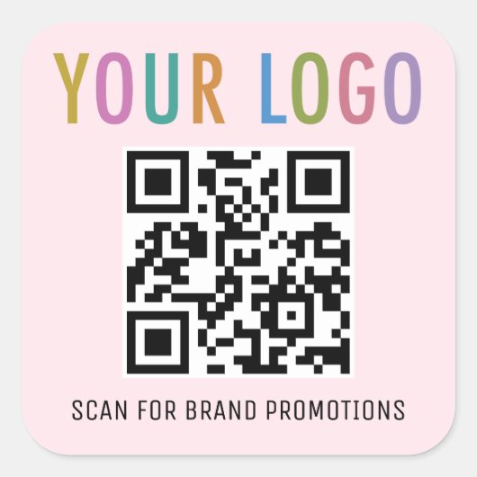 ピンクQRコードステッカー会社ロゴ1.5インチスクエア スクエアシール (正面)