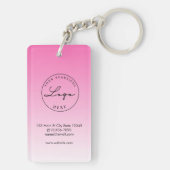 ピンクQRコードビジネスカードロゴキーチェーン キーホルダー (裏面)