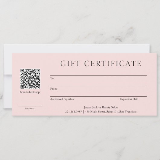 ピンクQRコードモダン商品券 (正面)