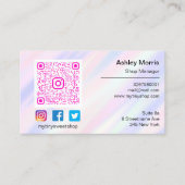 ピンクQRコードロゴソーシャルメディア紫 名刺 (正面)