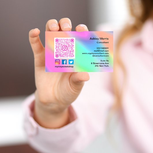 ピンクQRコードロゴソーシャルメディア通販 名刺