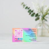 ピンクQRコードロゴソーシャルメディア通販 名刺 (スタンド正面)