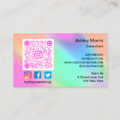 ピンクQRコードロゴソーシャルメディア通販 名刺 (正面)